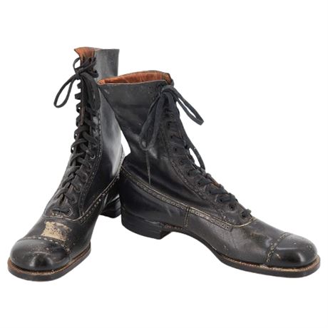 Vintage Late Victorian Nature Form Girls' Leather Boots