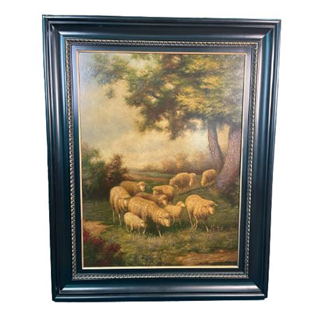 Decorator Reproduction Grazing Sheep Pastoral Oil Painting