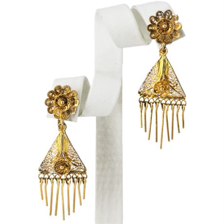 Vintage Gold Tone Filigree Screwback Earrings