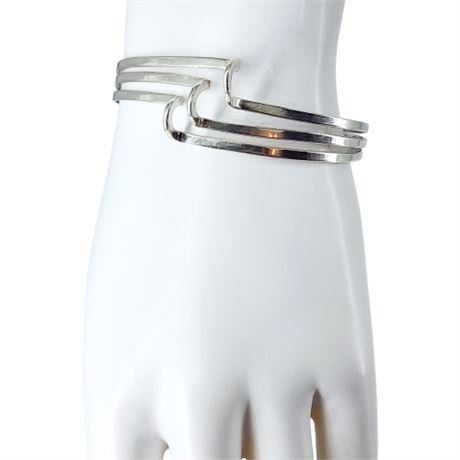 Vintage Sterling Silver Triple Wave Cuff Bracelet