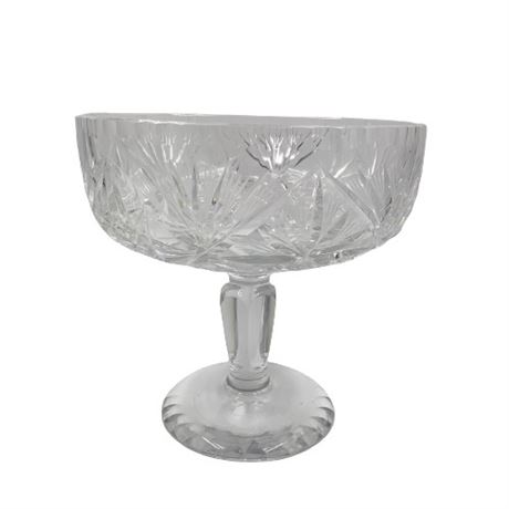 Clear Cut Glass Footed Compote Dish
