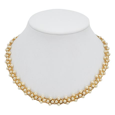 Vtg NAPIER Woven Faux Pearls Necklace