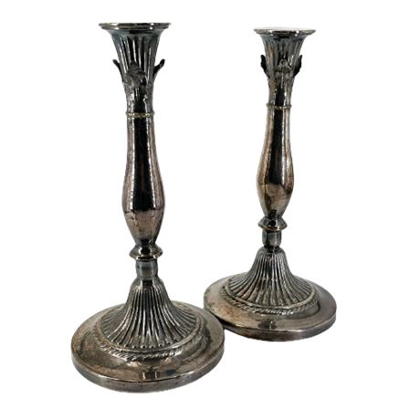 Pair of Antique Silver Plate Candlesticks