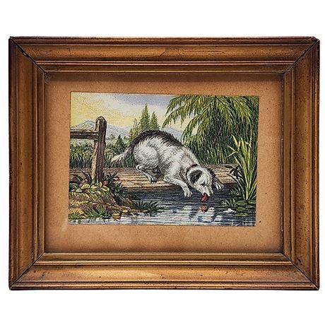 Antique Baxter Print, Aesop's Fables: The Dog & His Reflection