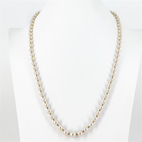 Vintage Graduated Faux Pearl Beaded Necklace