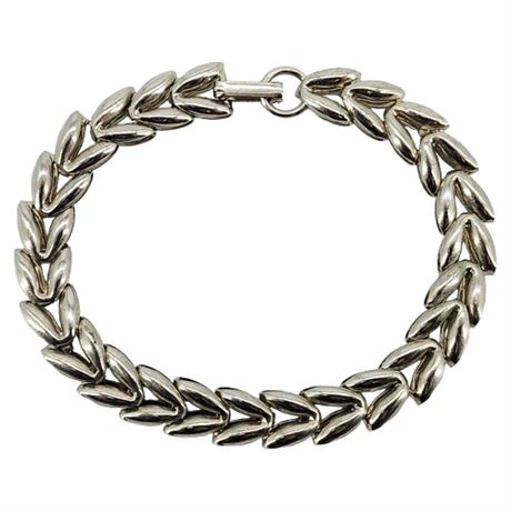 Vintage Silver Tone Modernist Laurel Leaf Bracelet