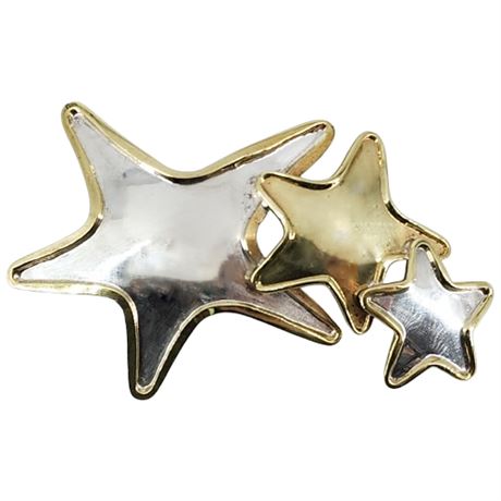 Vintage Mexico Sterling Silver & Brass Shooting Star Brooch