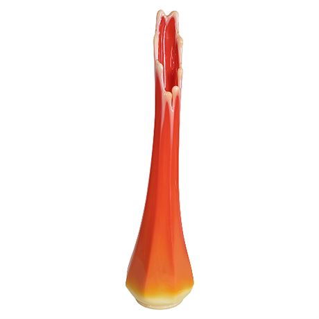 Mid-Century L.E. Smith Bittersweet Orange 16" Swung Glass Vase