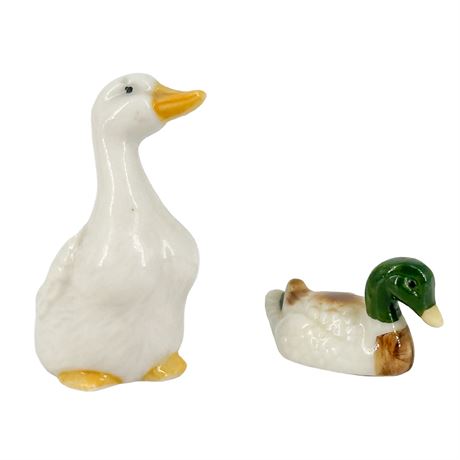 Vintage Bug House Taiwan Miniature Ceramic Goose & Duck