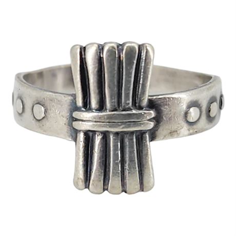 Vintage Campfire Girls Wood Gatherer Sterling Silver Ring, Sz 3.25