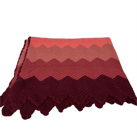 Vintage Chevron Crocheted Afghan