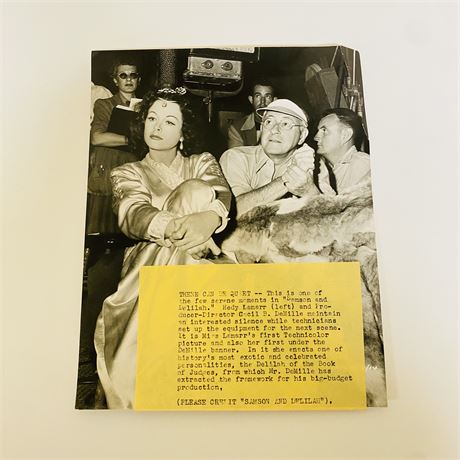 RARE Hedy Lamarr Cecil B Demille Original Press Photograph
