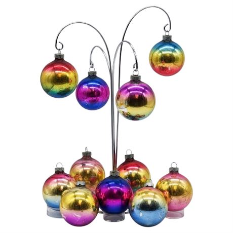 Vintage Shiny Brite Ombre Glass Bulb Ornaments