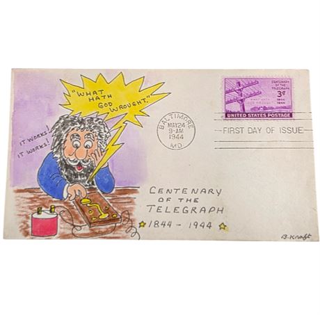 FDC 1944 Centenary of the Telegraph Hand Painted