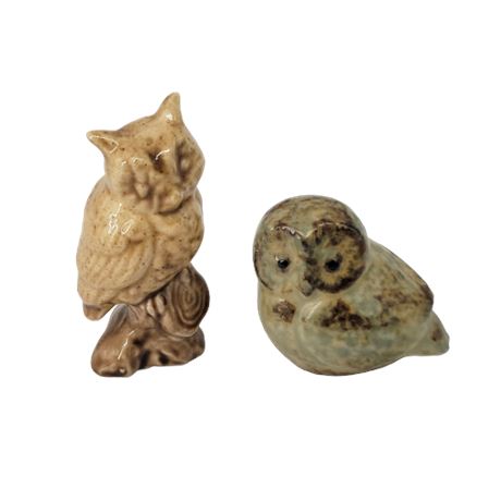 Glazed Ceramic Owl Figure Lot