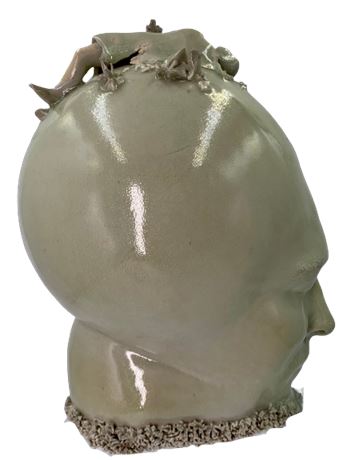 Cerebral 1973 Signed Danche Human Head Pottery Sculpture