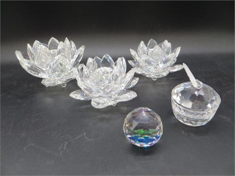 Swarovski Water/Lotus Flower Candle Holder, Butterfly & Golf Ball
