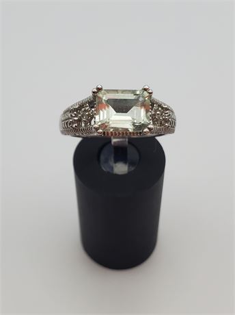 CC Sterling Square Cut Crystal Statement Ring 4.0 Grams (size 7.75)