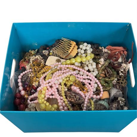 Large Container of Wearable, Parts, Craft Costume Jewelry