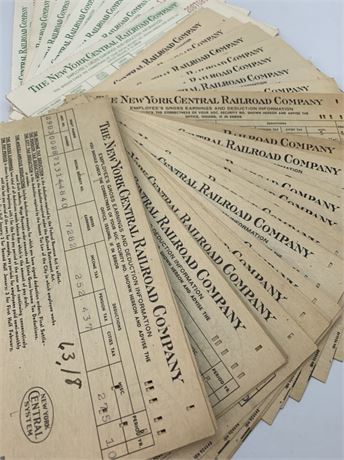 63 Vintage New York Central Railroad Company Employee Pay Stubs