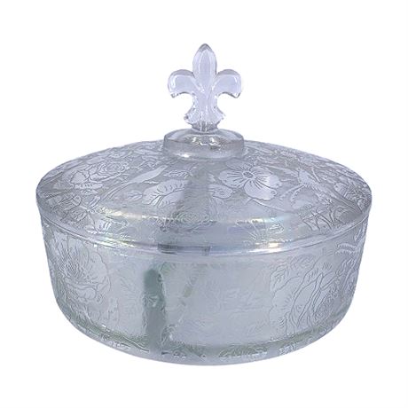 Fostoria "Victoria Clear" Iridescent Etched Glass Candy Dish
