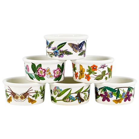 Vintage Portmeirion Botanic Garden Ceramic Ramekins -Set of 6-