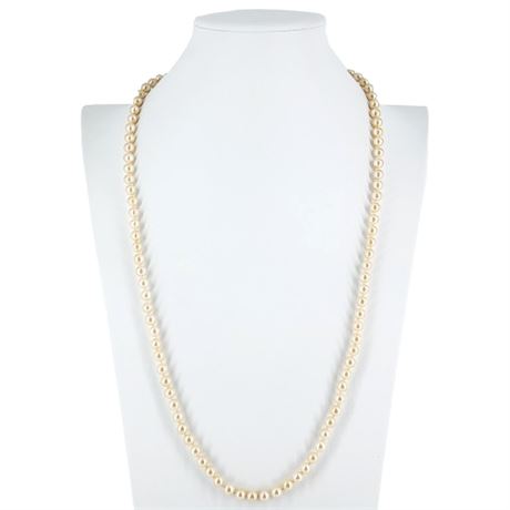 Signed Vintage MONET Hand Knotted Faux Pearl Necklace