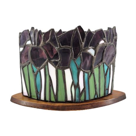 Stained Glass Irises Votive Candle Stand