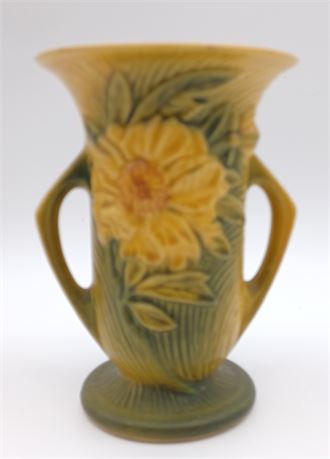 Vintage Roseville Yellow Peony vase 59-6
