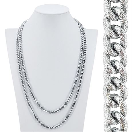 Vintage Germany Silver Tone Textured Curb Chain Necklace