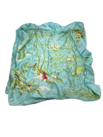 1940's Glentex Silk Christmas Holiday Scarf