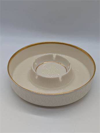 Lenox USA Ivory Large Ashtray Snowflake Footed w/Gold Trim