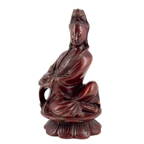 Vintage Hand Carved Wooden Chinese Figure of Guanyin