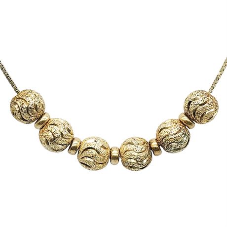 Vintage Gold Over Sterling Silver Add-a-Bead Style Necklace