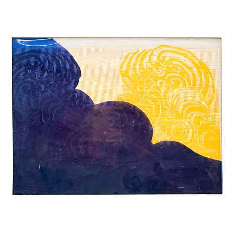 Original Silkscreen Collage "Sunrise Sea" by Hilda Volkin