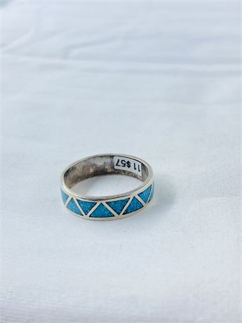 Vtg Navajo Sterling Turquoise Ring Size 11