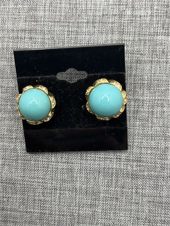 Signed cabochon Nina ricci vintage clip earrings