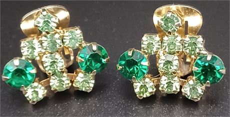 Green rhinestone anchor earrings