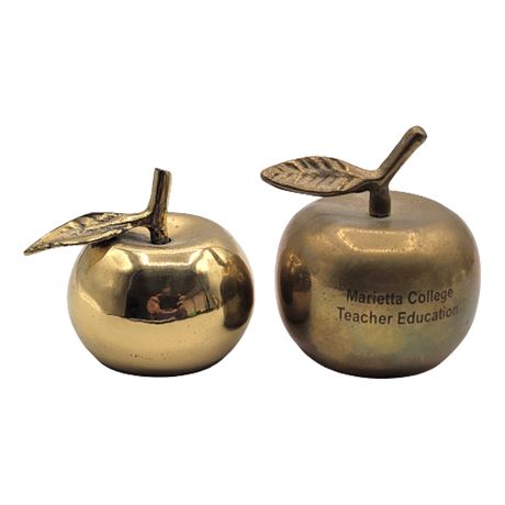 Pair Vintage Brass Apple Bells