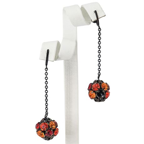 Vintage Rhinestone Dangle Screwback Earrings