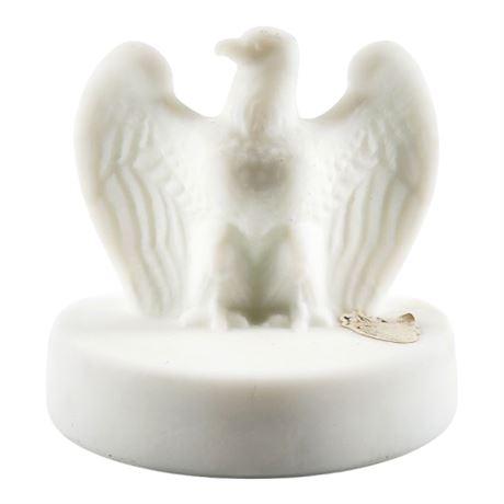 Vintage FENTON White Satin Glass American Bicentennial Eagle Paperweight