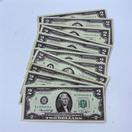 12x 1976 $2 Bills