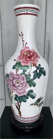 Exquisite Hand Painted Large 21” Floral Hall Vase