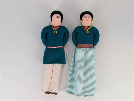 Pair Handmade Navajo Dolls 8.25" T