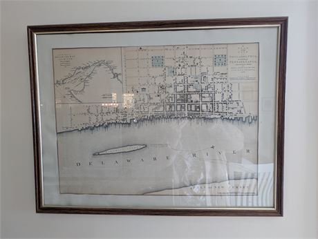 Vtg. Plan for the City of Philadelphia Framed Map From Actual Survey 1776