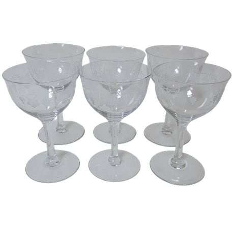 Etched Grape Wine Glasses - Set of 6