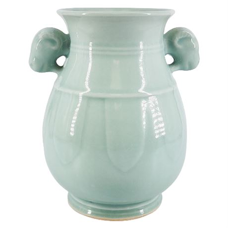 Vintage Chinese Celadon Ram's Head Vase