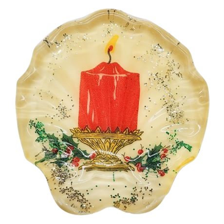 Vintage Molded Resin Christmas Candle Shell Soap Dish