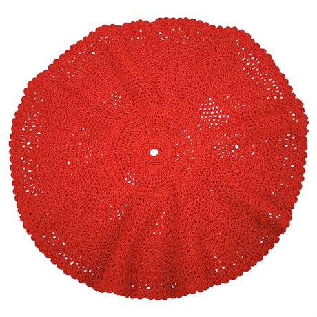 Vintage Handmade Red Crochet Lace Doily
