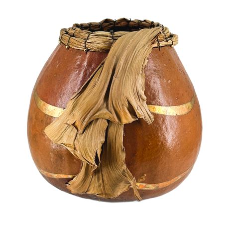 Vintage Margo Annis Painted & Decorated Gourd Basket